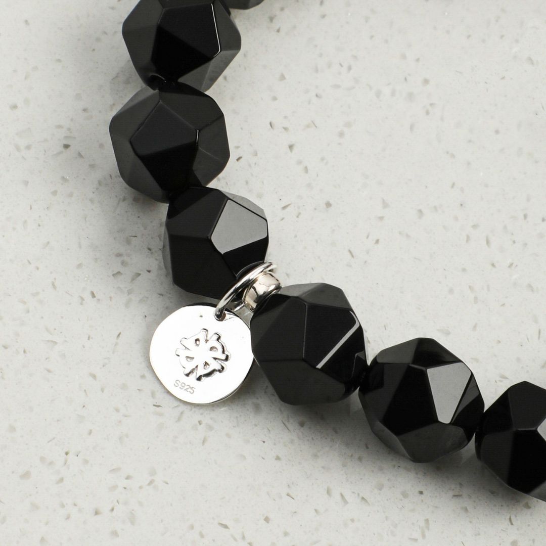 Noir Facet — Black Agate Bracelet