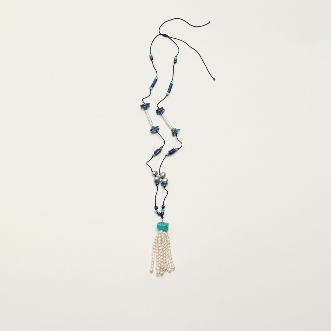 Nomad Tassel — Mixed Gemstone & Pearl Long Necklace