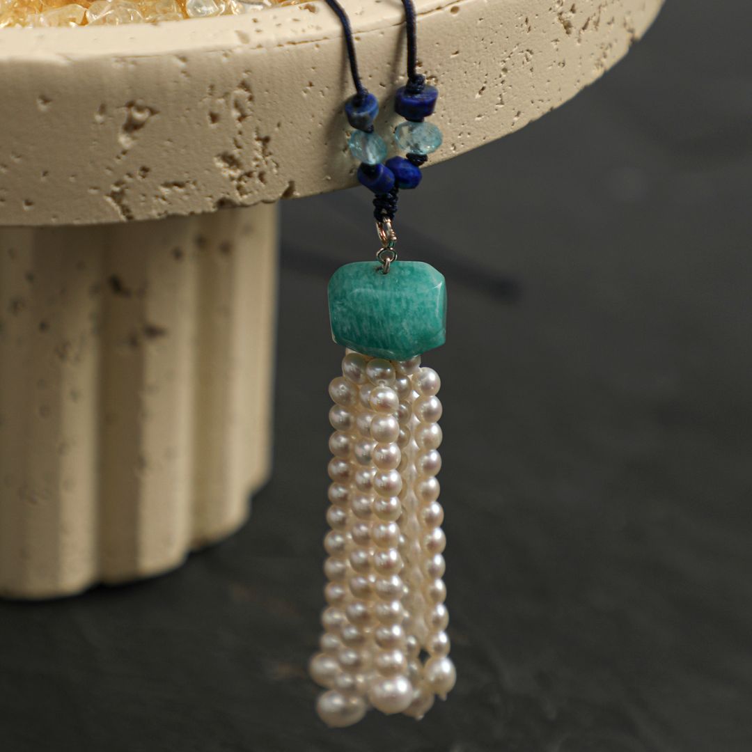 Nomad Tassel — Mixed Gemstone & Pearl Long Necklace