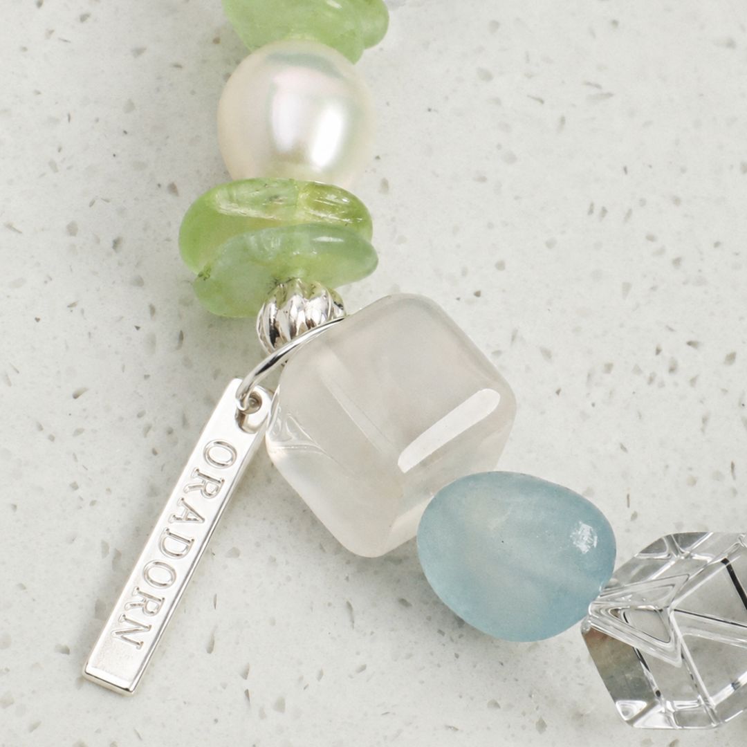 Pastel Current — Aquamarine, Quartz & Pearl Bracelet