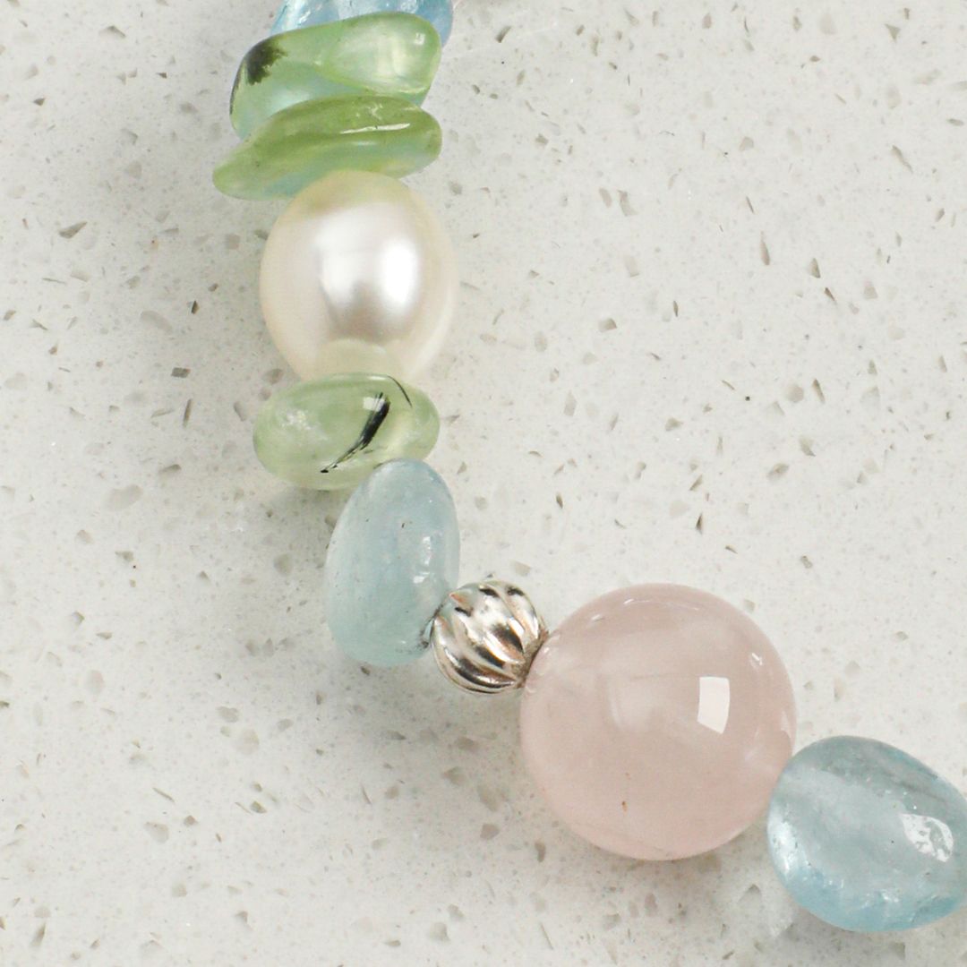 Pastel Current — Aquamarine, Quartz & Pearl Bracelet