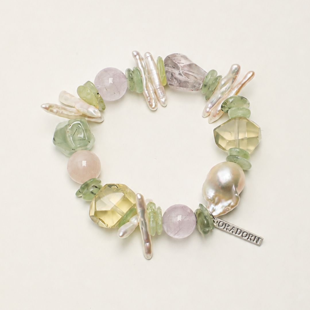 Pastel Mirage — Mixed Gemstone & Baroque Pearl Bracelet