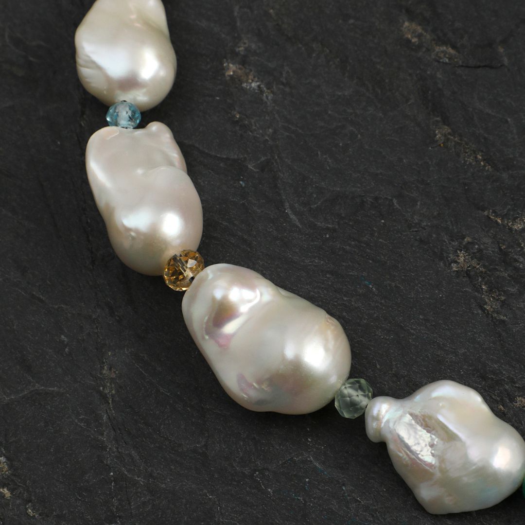 Pearl Drift — Baroque Pearl & Natural Stone Necklace