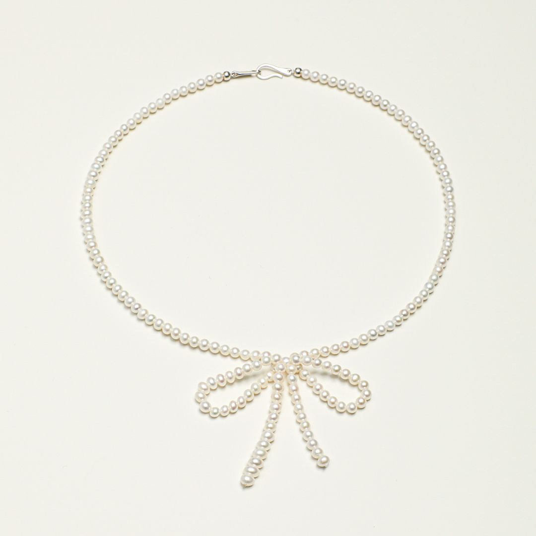 Pearl Ribbon — Freshwater Pearl Bow Necklace