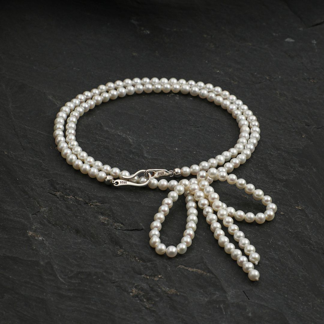 Pearl Ribbon — Freshwater Pearl Bow Necklace