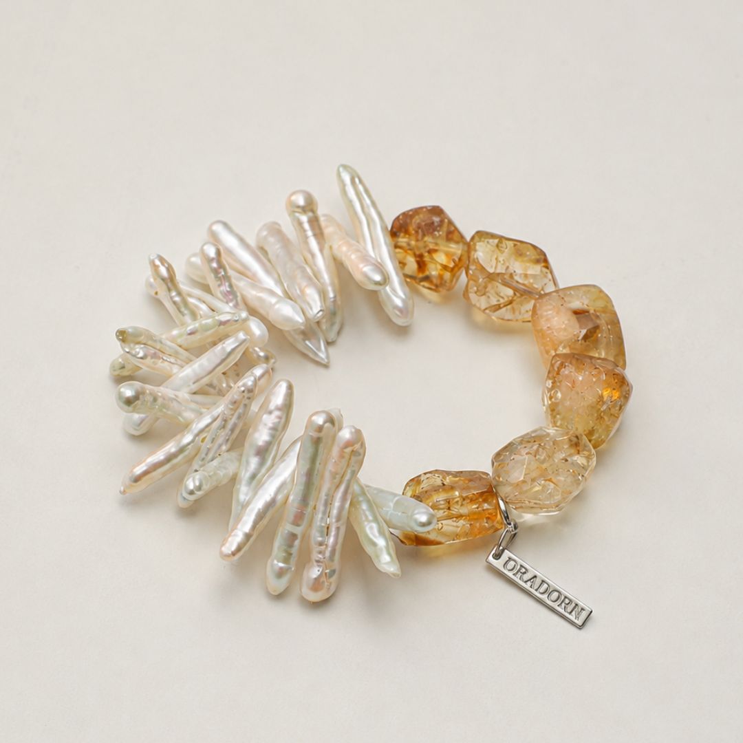 Pearl Tide — Citrine & Baroque Pearl Bracelet