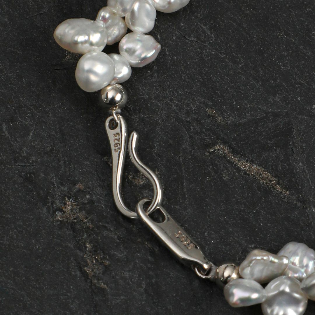 Petal Drift — Baroque Pearl & Clear Quartz Bracelet