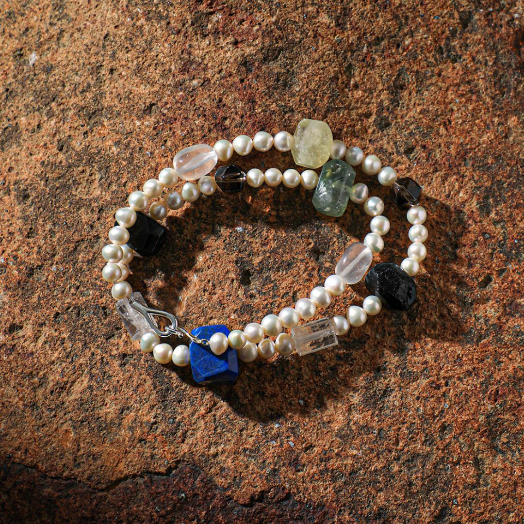 Prism Sequence — Pearl & Mixed Stone Necklace