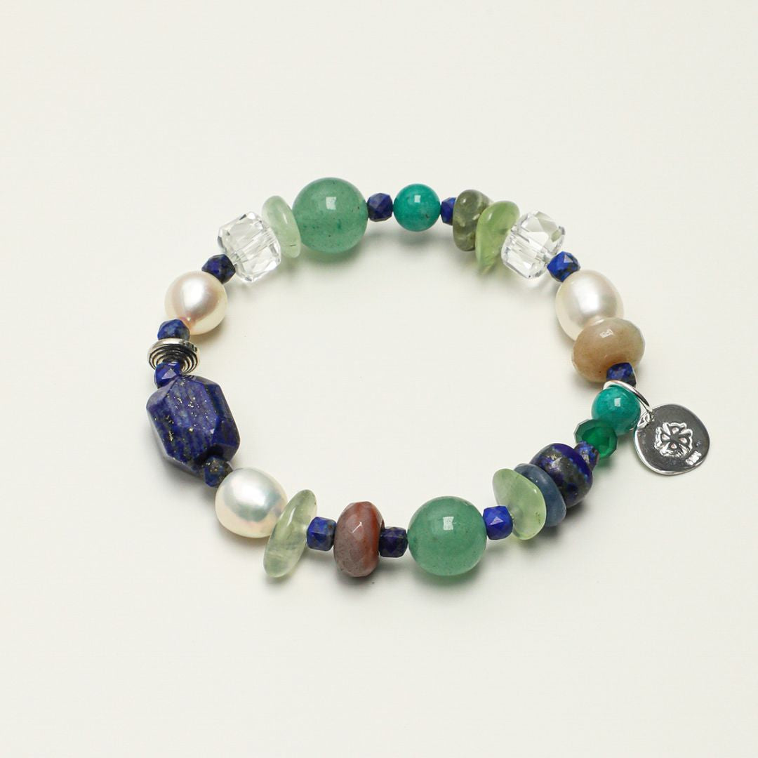 Prismatic Tide — Mixed Gemstone & Pearl Bracelet