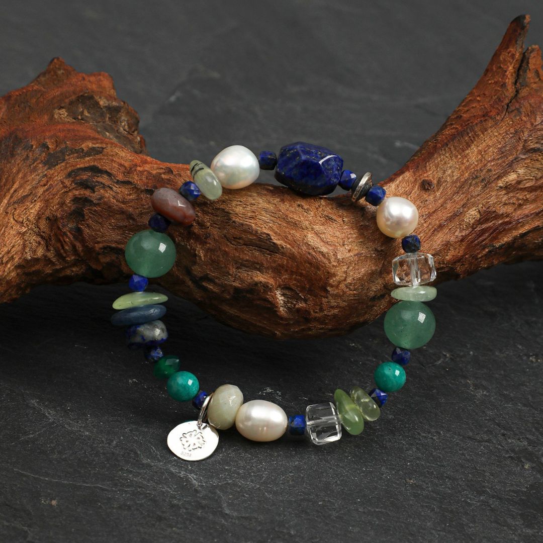 Prismatic Tide — Mixed Gemstone & Pearl Bracelet