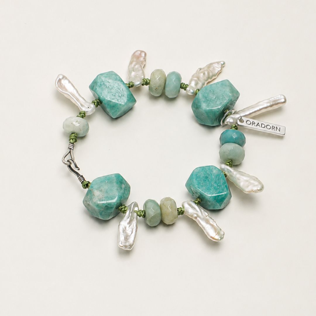 Riverlight — Amazonite & Baroque Pearl Bracelet
