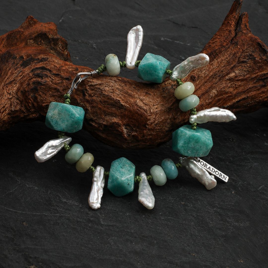 Riverlight — Amazonite & Baroque Pearl Bracelet