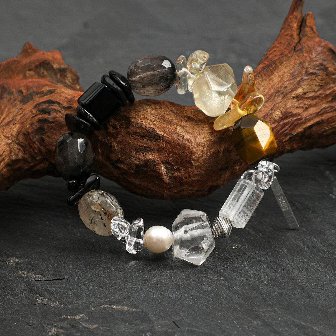 Shadow Gleam — Tiger Eye & Mixed Crystal Bracelet