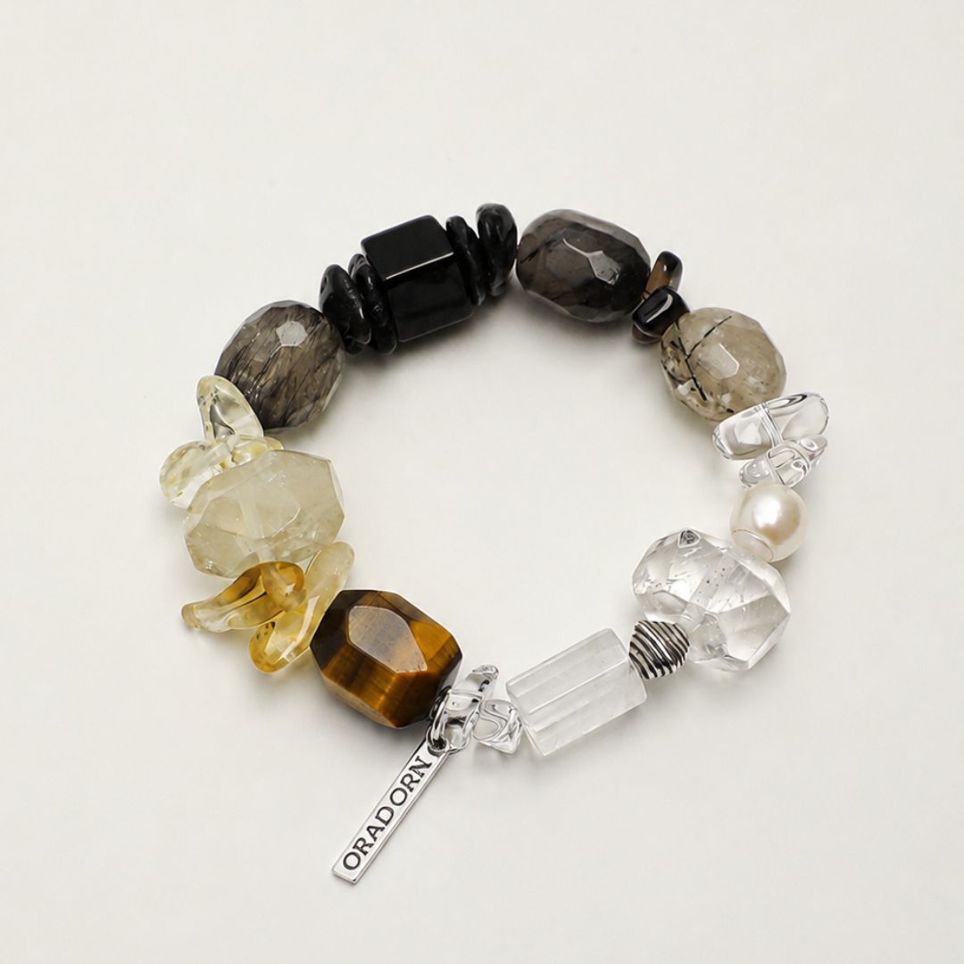 Shadow Gleam — Tiger Eye & Mixed Crystal Bracelet