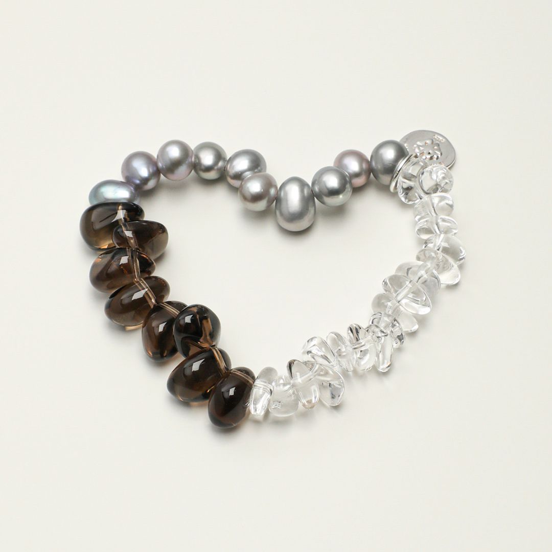Smoke Fade — Smoky Quartz, Pearl & Clear Quartz Bracelet