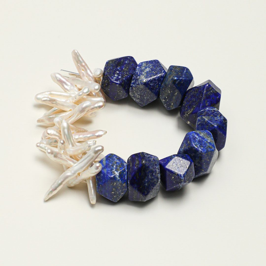 Starlit Tide — Lapis Lazuli & Baroque Pearl Bracelet