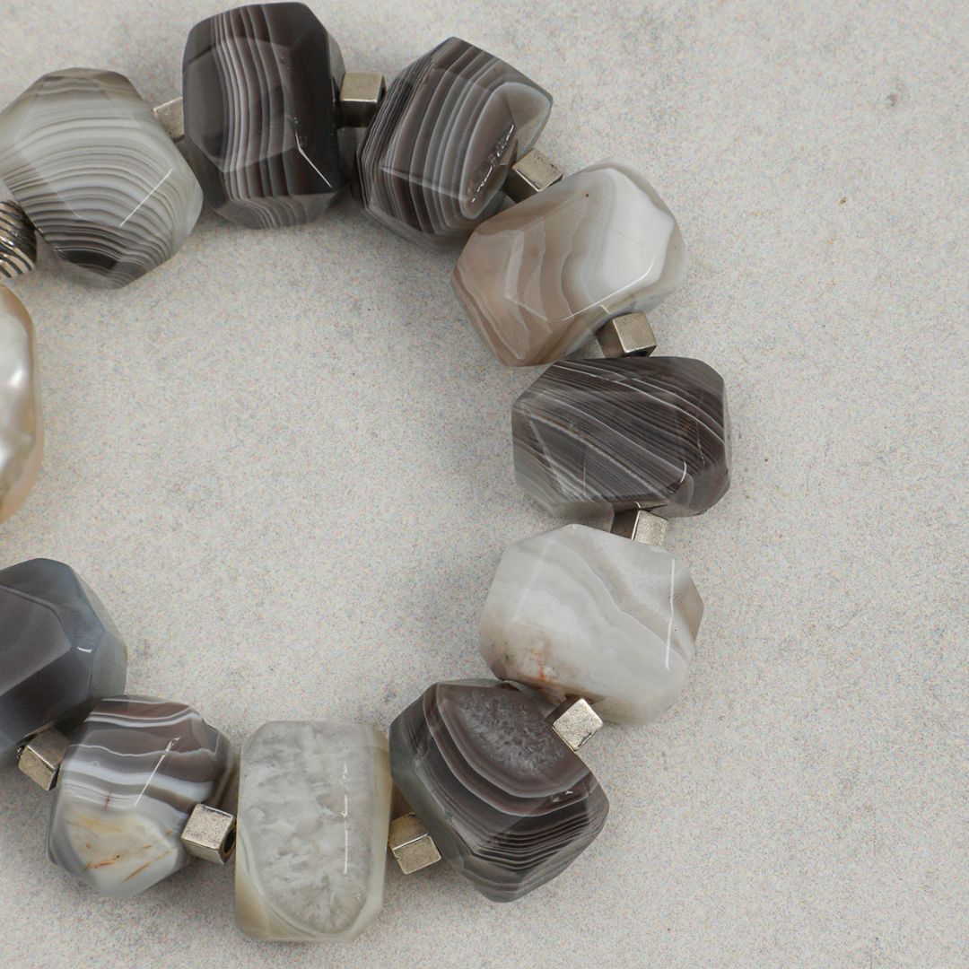 Strata Pearl — Persian Agate & Baroque Pearl Bracelet