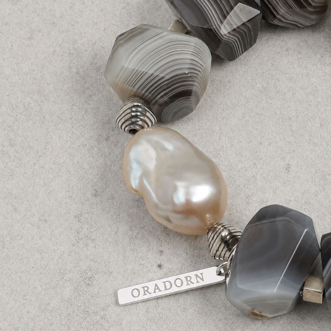 Strata Pearl — Persian Agate & Baroque Pearl Bracelet