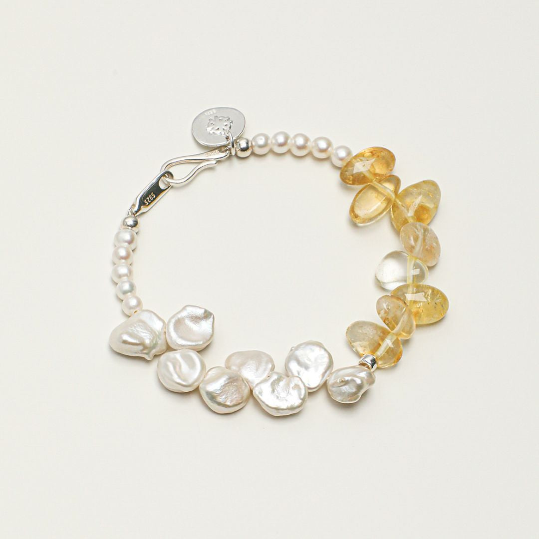 Sunlit Petal — Citrine & Pearl Bracelet