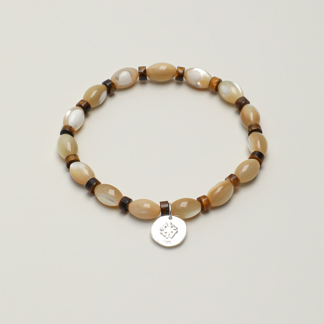 Tawny Rhythm — Tiger Eye & Shell Bead Bracelet