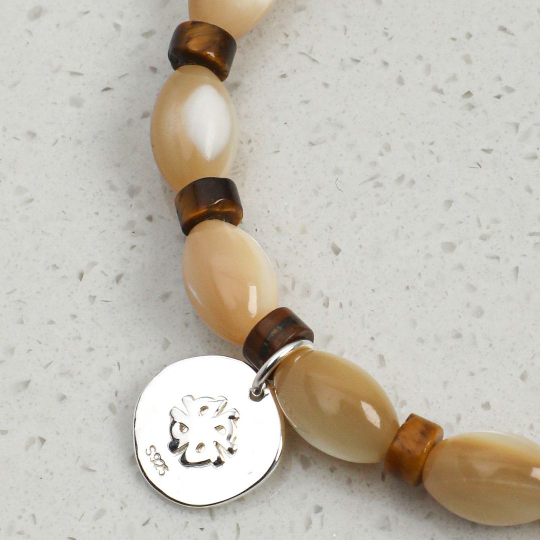 Tawny Rhythm — Tiger Eye & Shell Bead Bracelet