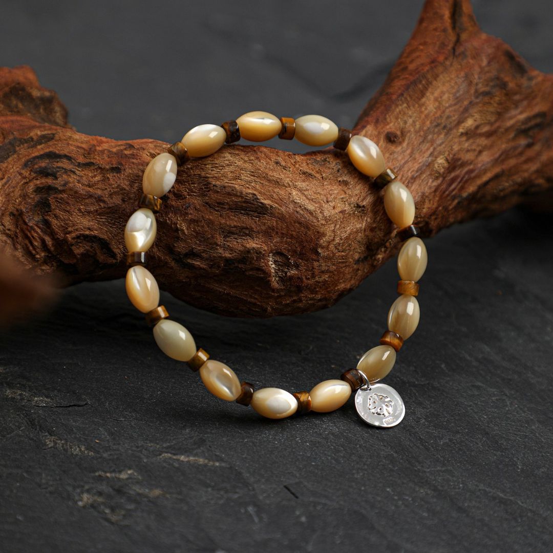 Tawny Rhythm — Tiger Eye & Shell Bead Bracelet