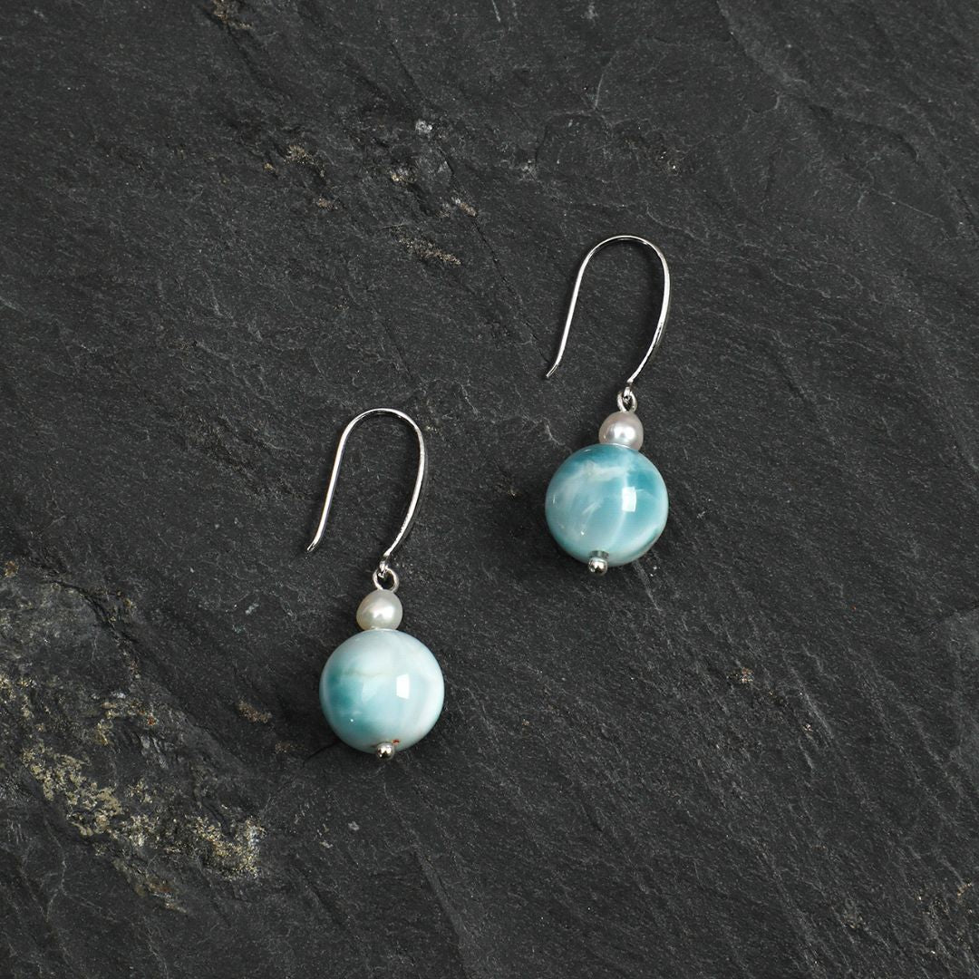 Tidal Drop — Larimar & Sterling Silver Earrings