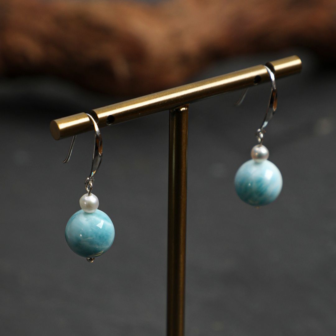 Tidal Drop — Larimar & Sterling Silver Earrings