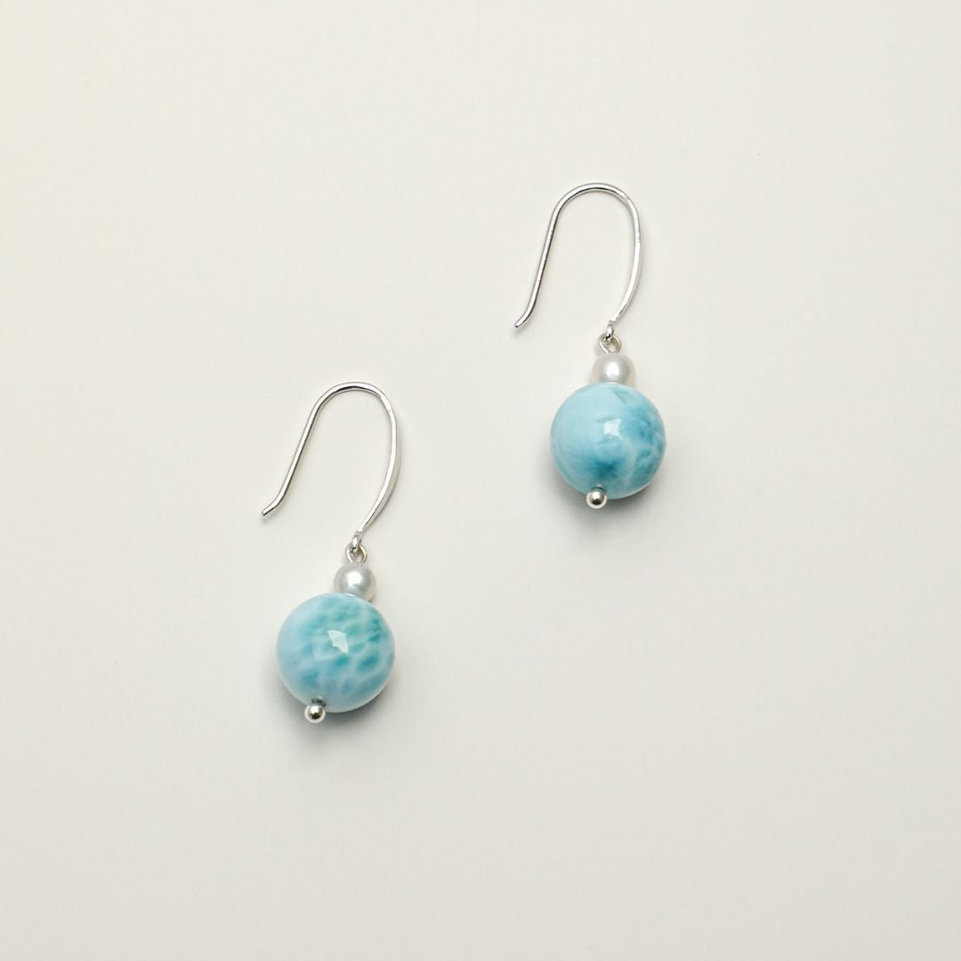 Tidal Drop — Larimar & Sterling Silver Earrings
