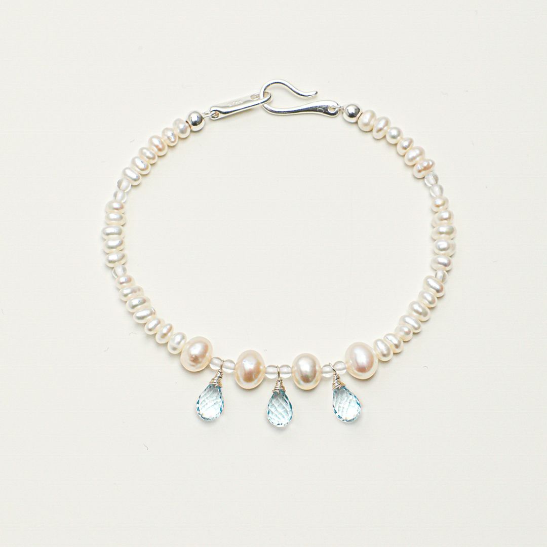 Tidal Drops — Pearl & Blue Topaz Bracelet