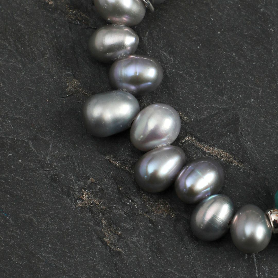 Tidal Form — Amazonite & Pearl Bracelet