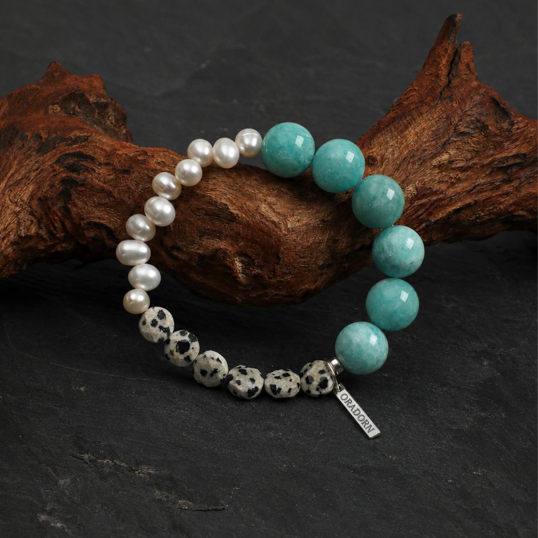 Tidal Stone — Amazonite & Pearl Bracelet