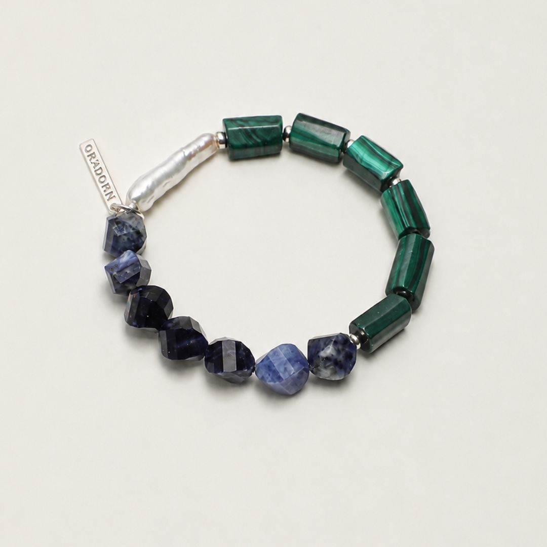 Verdant Divide — Malachite & Sodalite Bracelet
