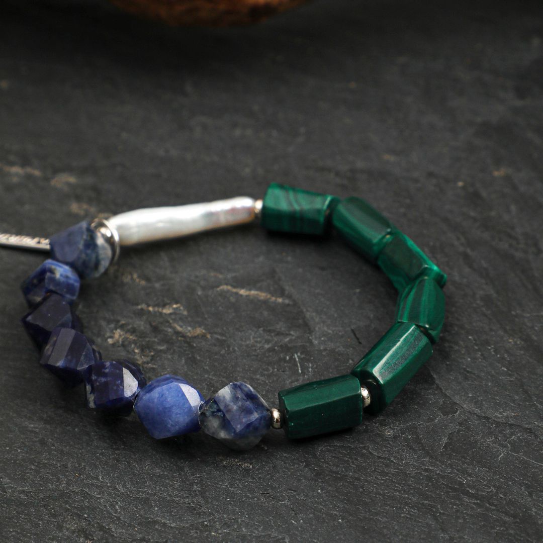 Verdant Divide — Malachite & Sodalite Bracelet