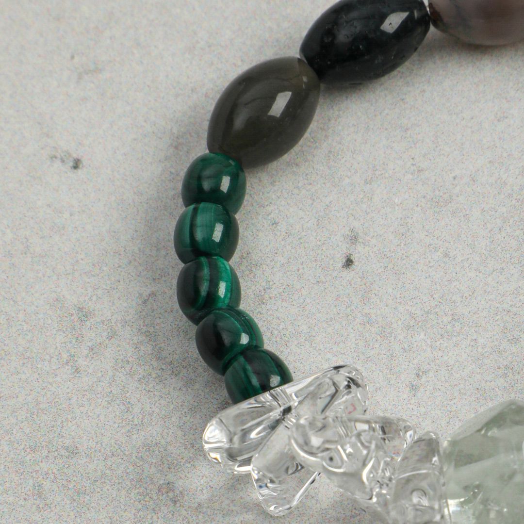 Verdure Glass — Green Quartz, Malachite & Pearl Bracelet