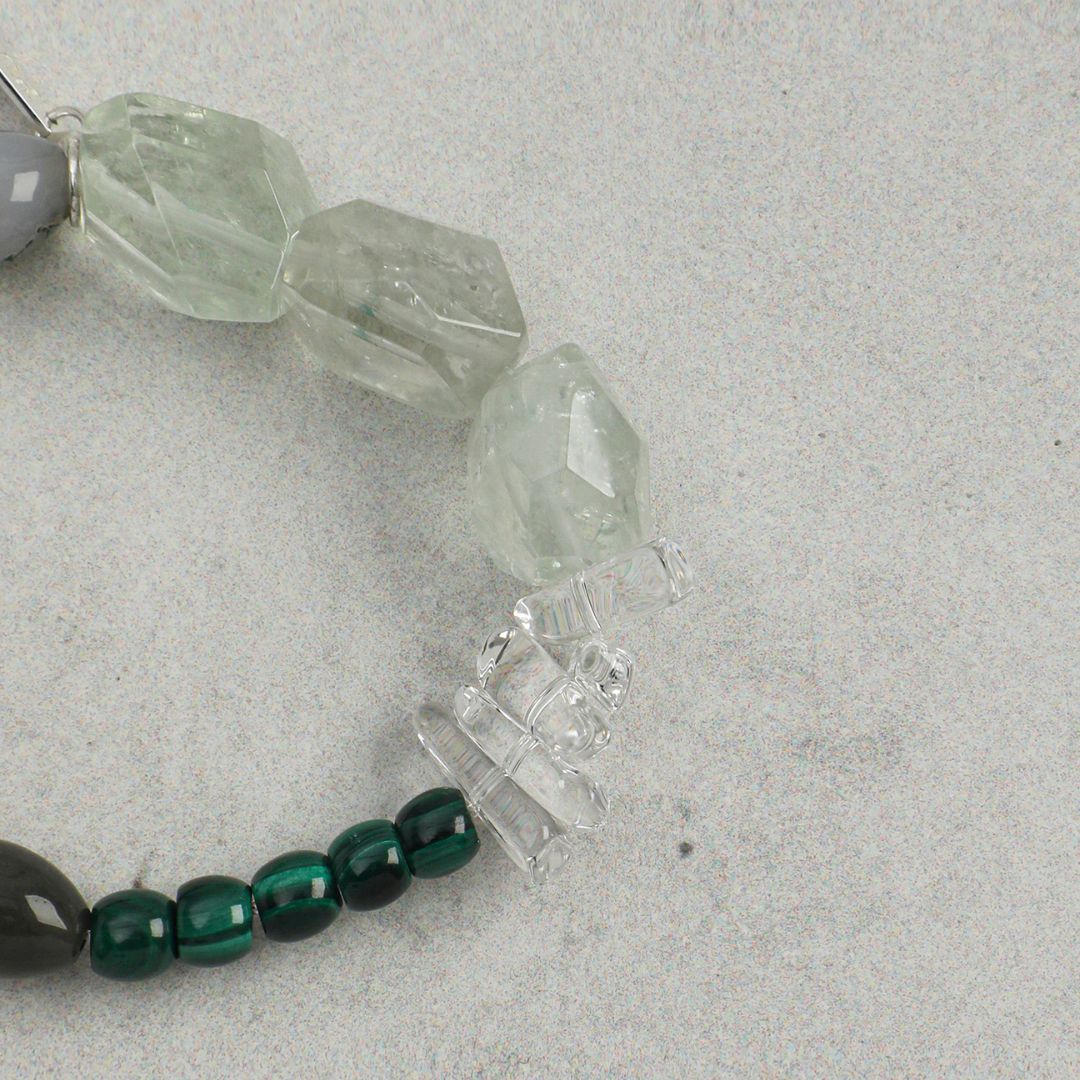 Verdure Glass — Green Quartz, Malachite & Pearl Bracelet