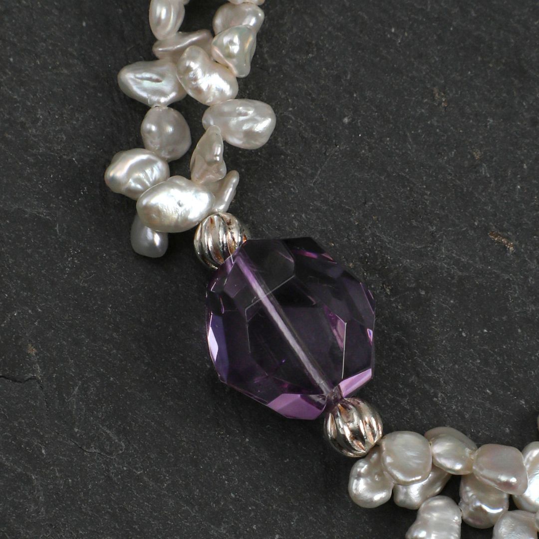 Violet Bloom — Amethyst & Baroque Pearl Bracelet