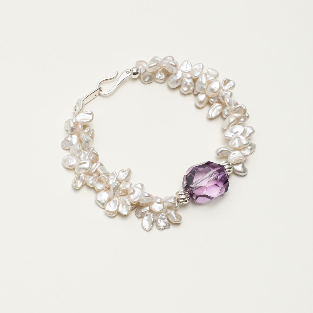 Violet Bloom — Amethyst & Baroque Pearl Bracelet