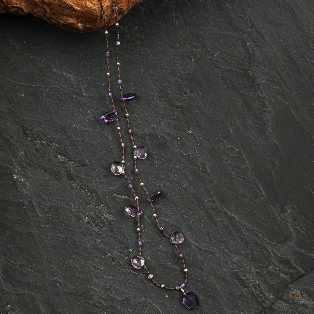Violet Dew — Amethyst Drop Necklace